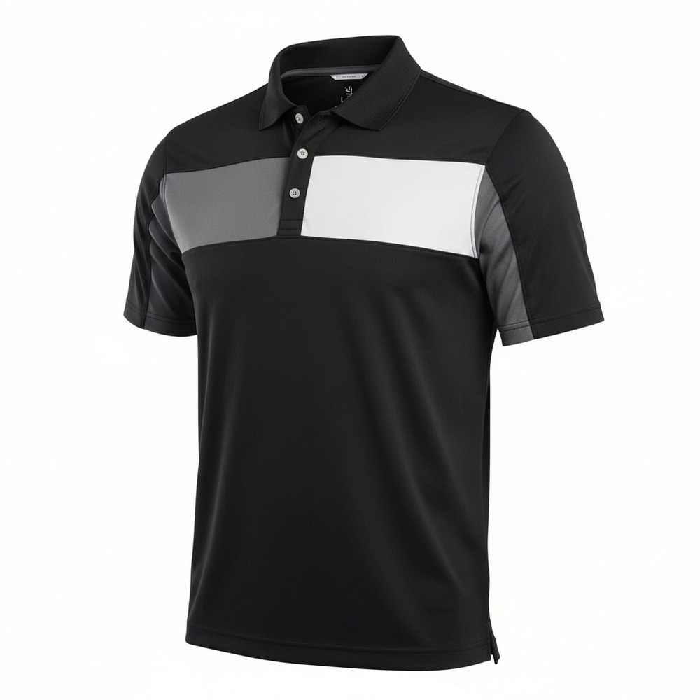 CBUK Mens Golf Polo Shirt‎ XL TG Black Gray White Color Block Short Sleeve